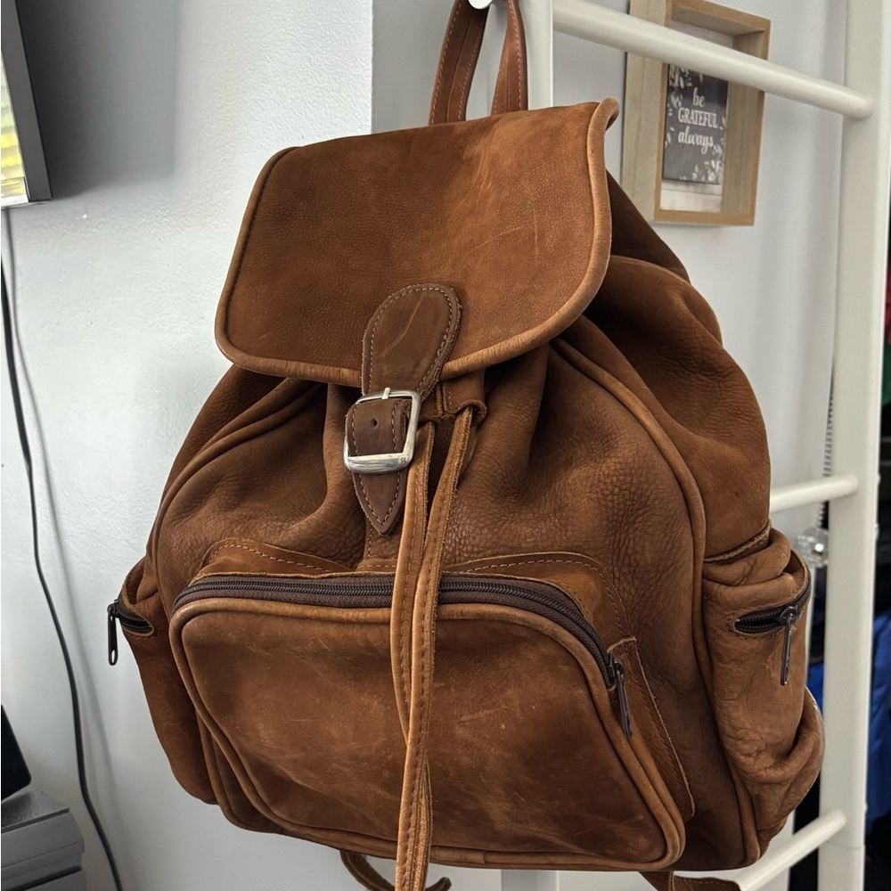 Classic Brown Leather Backpack
